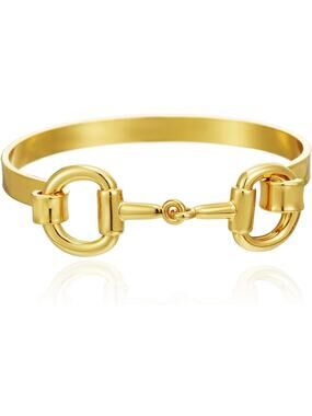Gold Plated Horse Bit Bangle Bracelet | Equestrian Cuff | Quiet Luxury Chic